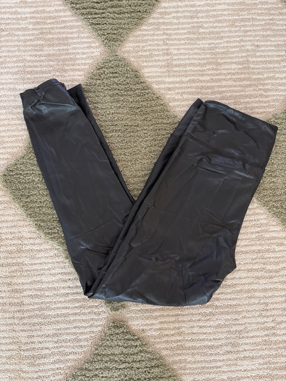 7 For All Mankind Black Faux-Leather Leggings